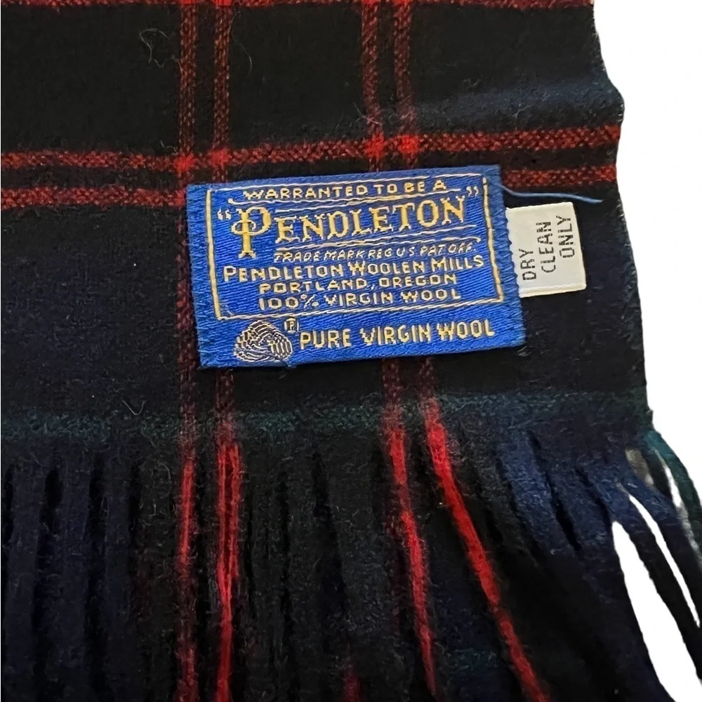 PENDLETON thin 100% wool red authentic tartan plaid unisex scarf 48x13”